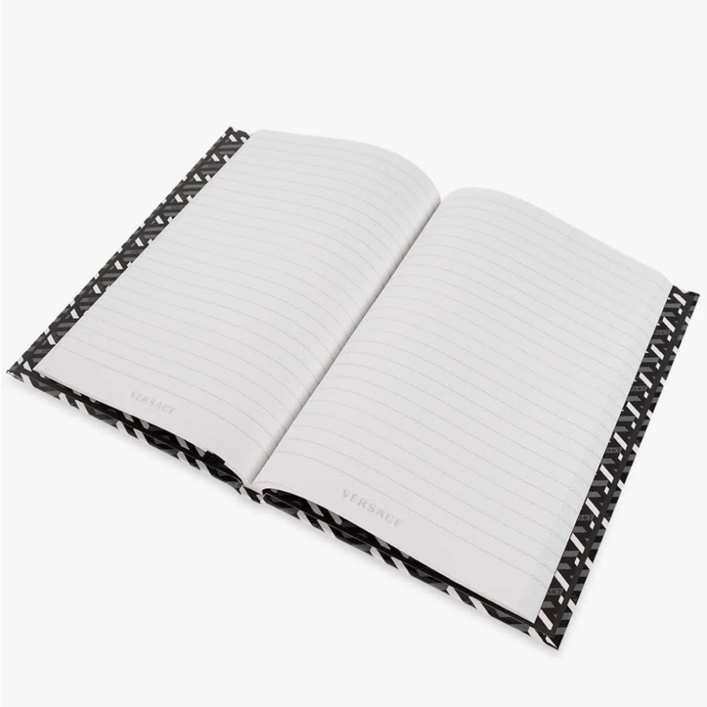 NEW VERSACE Signature Graphic Greca Print Black & White Notebook Table Decor - Picture 3 of 10